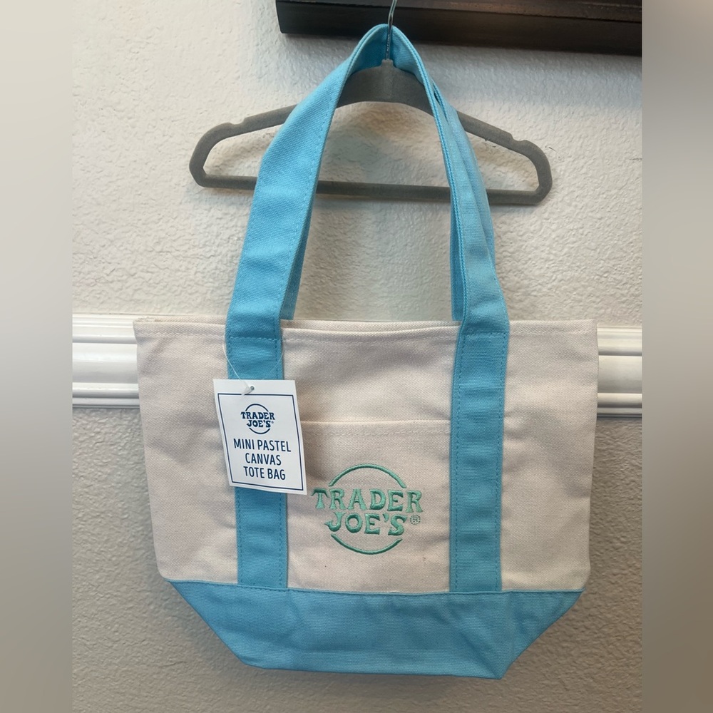 Trader Joe’s Blue Mini Pastel Canvas Tote Bag